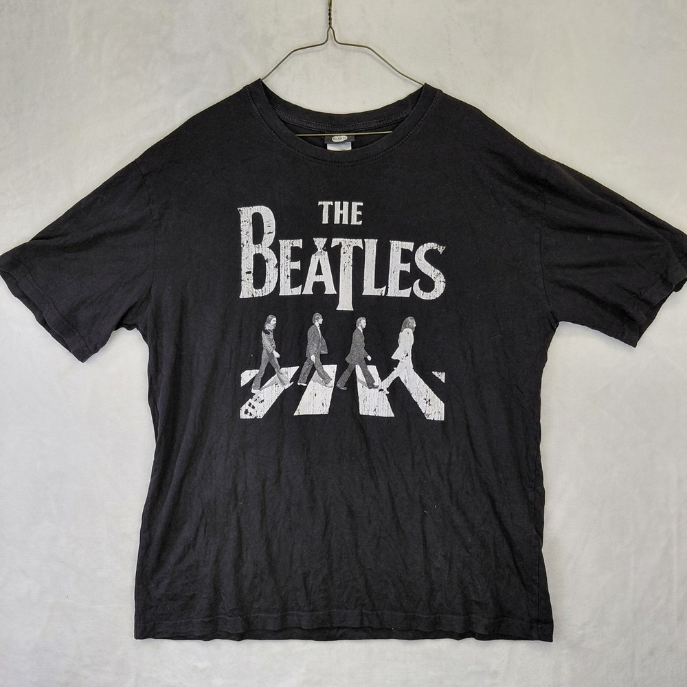 The Beatles Abbey Road Graphic T-Shirt Mens Large Black Cotton Short Sleeve Tee